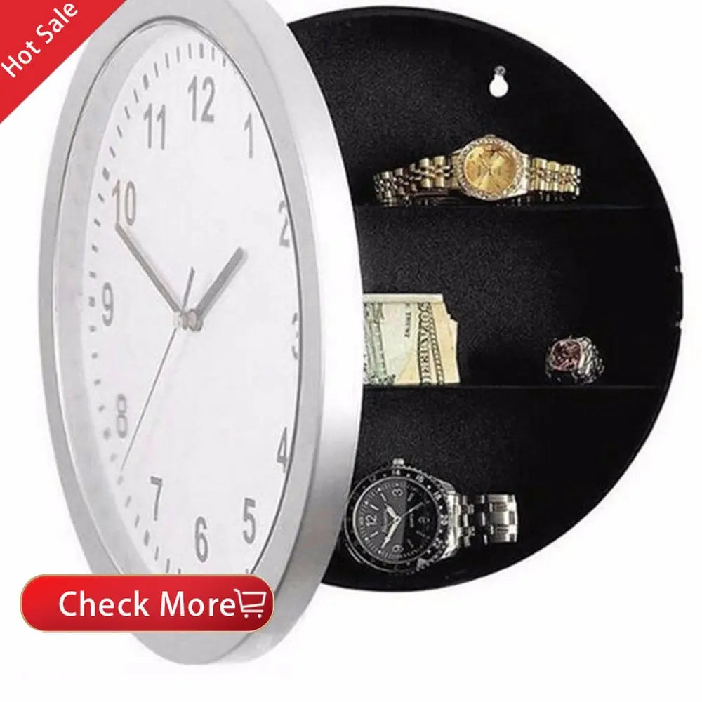 Hidden Safe Wall Clock Money Jewellery Stuff Storage Ideal for Home Office