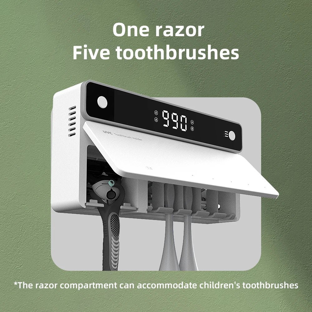 UV Toothbrush Holder with Rechargeable Fast Drying & Sterilization
