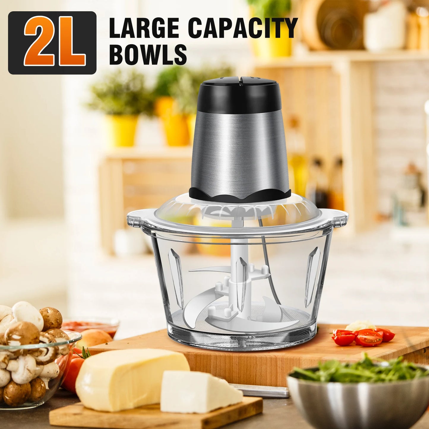 TheUniQuick Electric Food Chopper Vegetable/Meat Mincer -2 Liter