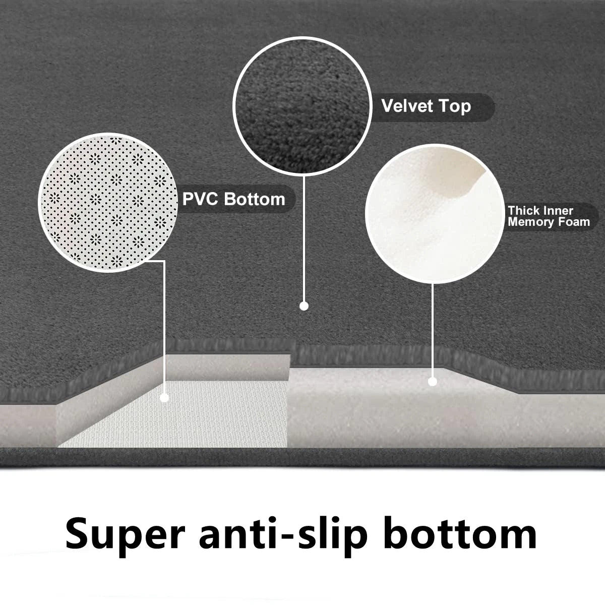 3D Anti Slip Bathroom Mat Machine Washable Quick Drying
