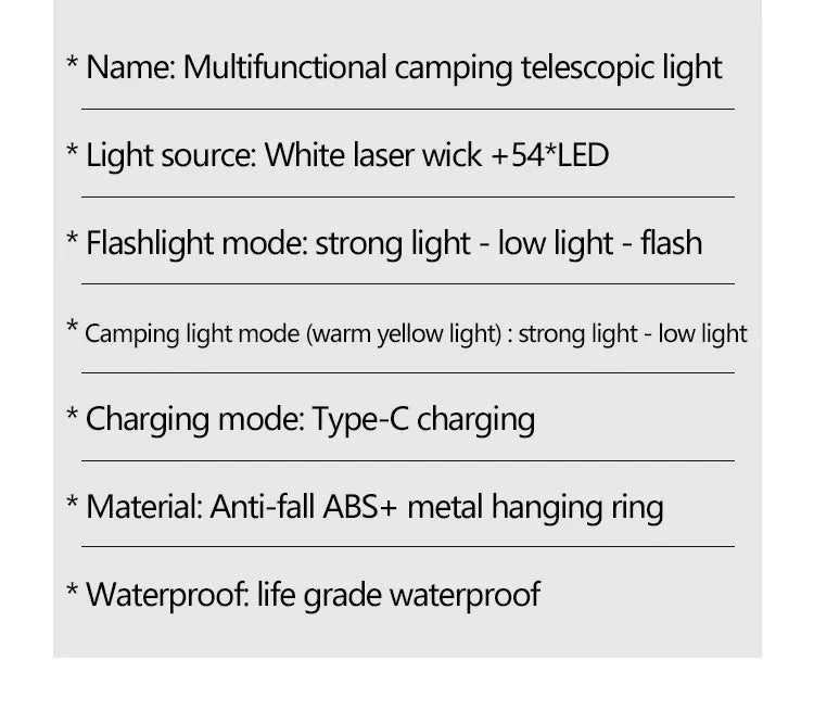 2 in 1 Rechargeable Telescopic Camping Lantern and Flashlight