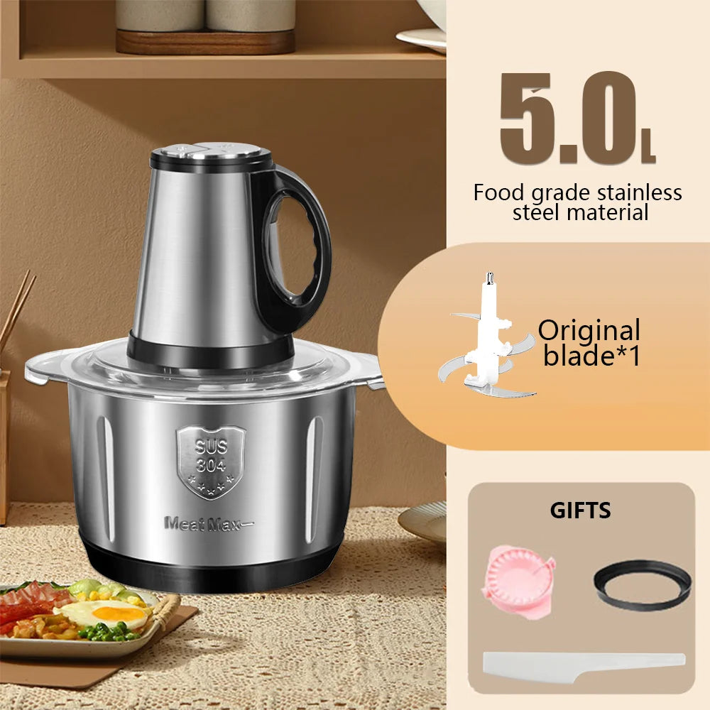 Electric Stainless Steel Meat Grinder and Vegetable Chopper 5L