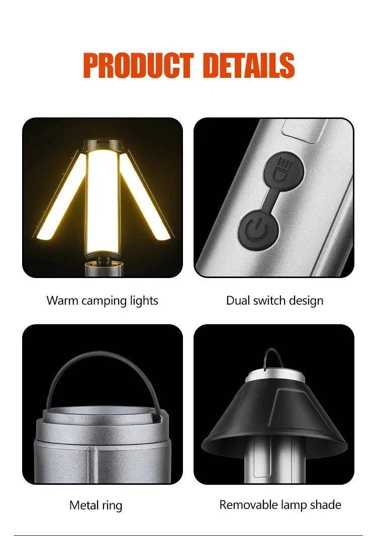 2 in 1 Rechargeable Telescopic Camping Lantern and Flashlight
