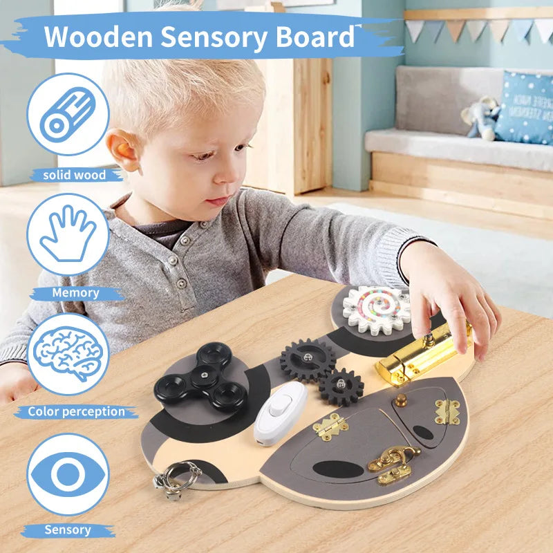 Sensory Steering Wheel Wooden Busy Board(3-36 Months)