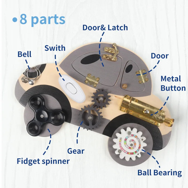 Sensory Steering Wheel Wooden Busy Board(3-36 Months)
