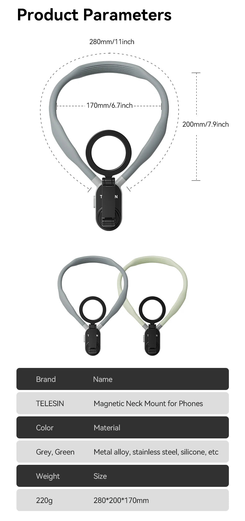 TUQ Silicone Magnetic Quick Release Neck Mount