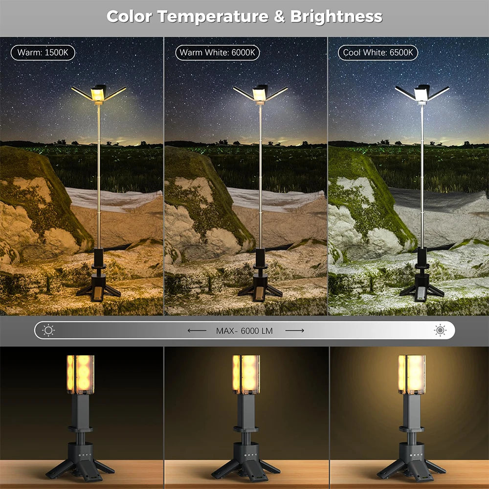 Rechargeable Outdoor Hiking/Fishing Tent Lamp 6000 LM,14000mAh