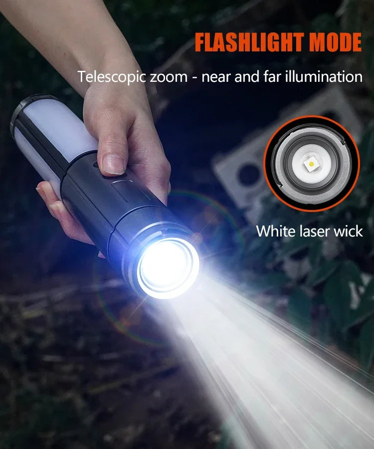 2 in 1 Rechargeable Telescopic Camping Lantern and Flashlight
