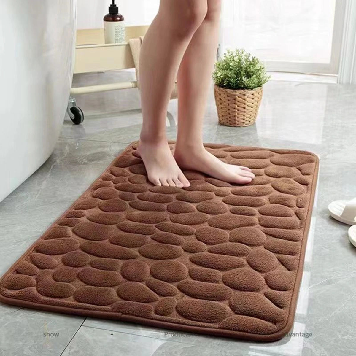 3D Anti Slip Bathroom Mat Machine Washable Quick Drying