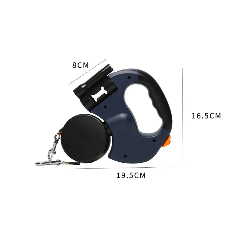 Retractable Dual Doggie Leash with LED Light, No Tangle 360 Swivel