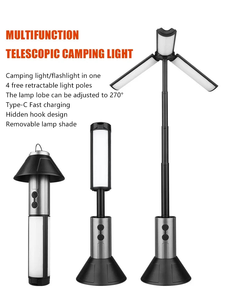 2 in 1 Rechargeable Telescopic Camping Lantern and Flashlight