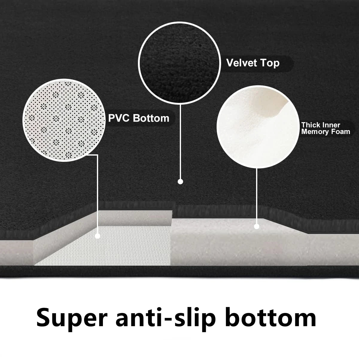3D Anti Slip Bathroom Mat Machine Washable Quick Drying