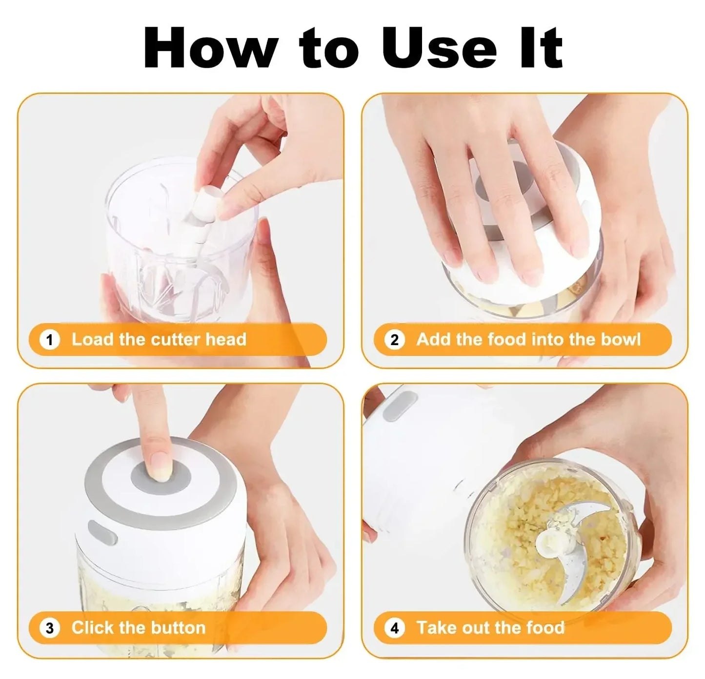 Mini Electric Garlic Chopper USB Charging 100,250,300ML