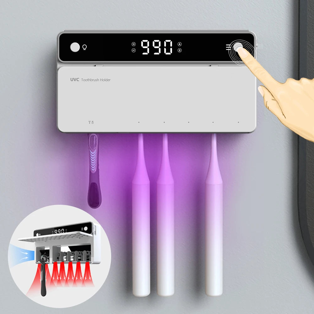 UV Toothbrush Holder with Rechargeable Fast Drying & Sterilization