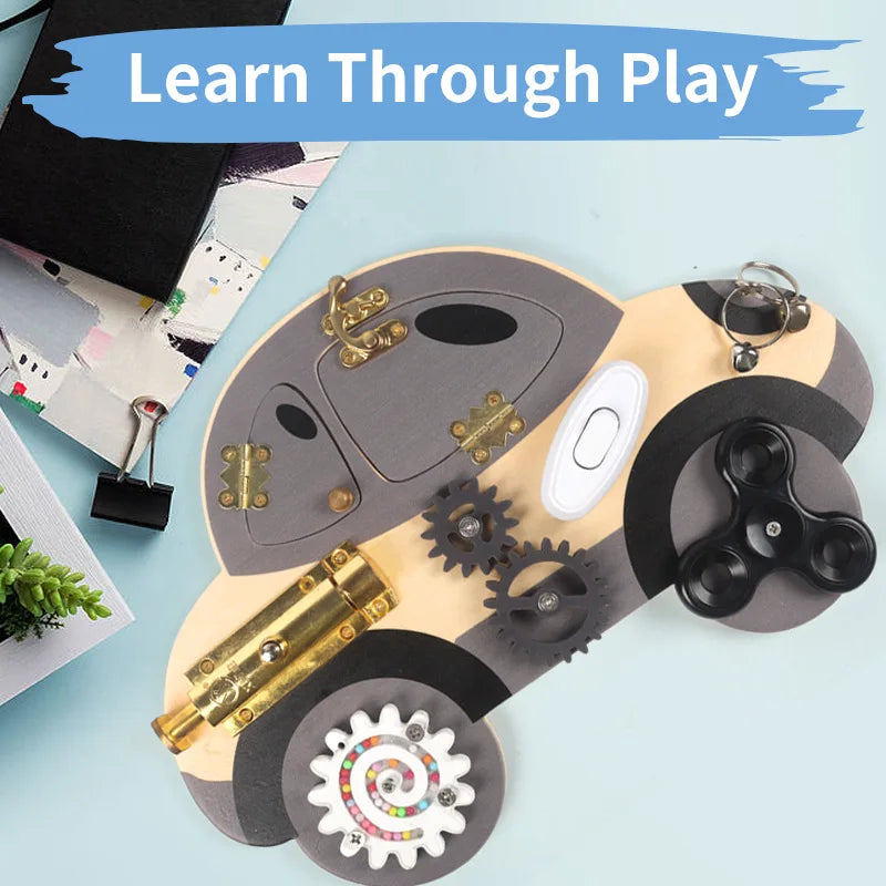 Sensory Steering Wheel Wooden Busy Board(3-36 Months)