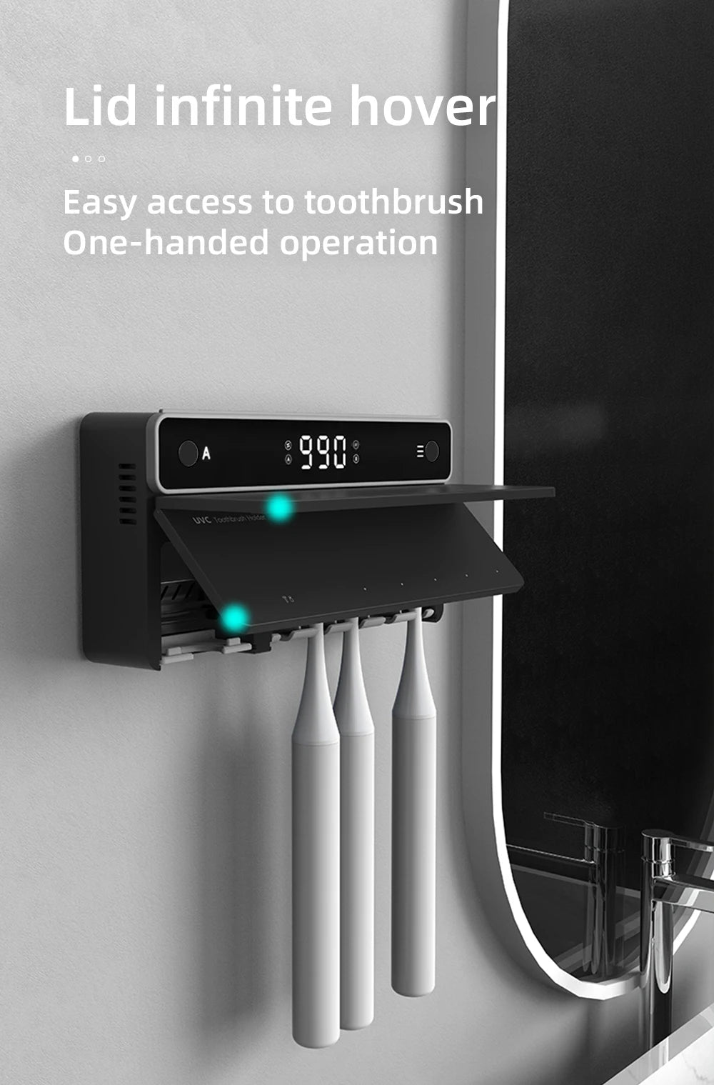 UV Toothbrush Holder with Rechargeable Fast Drying & Sterilization