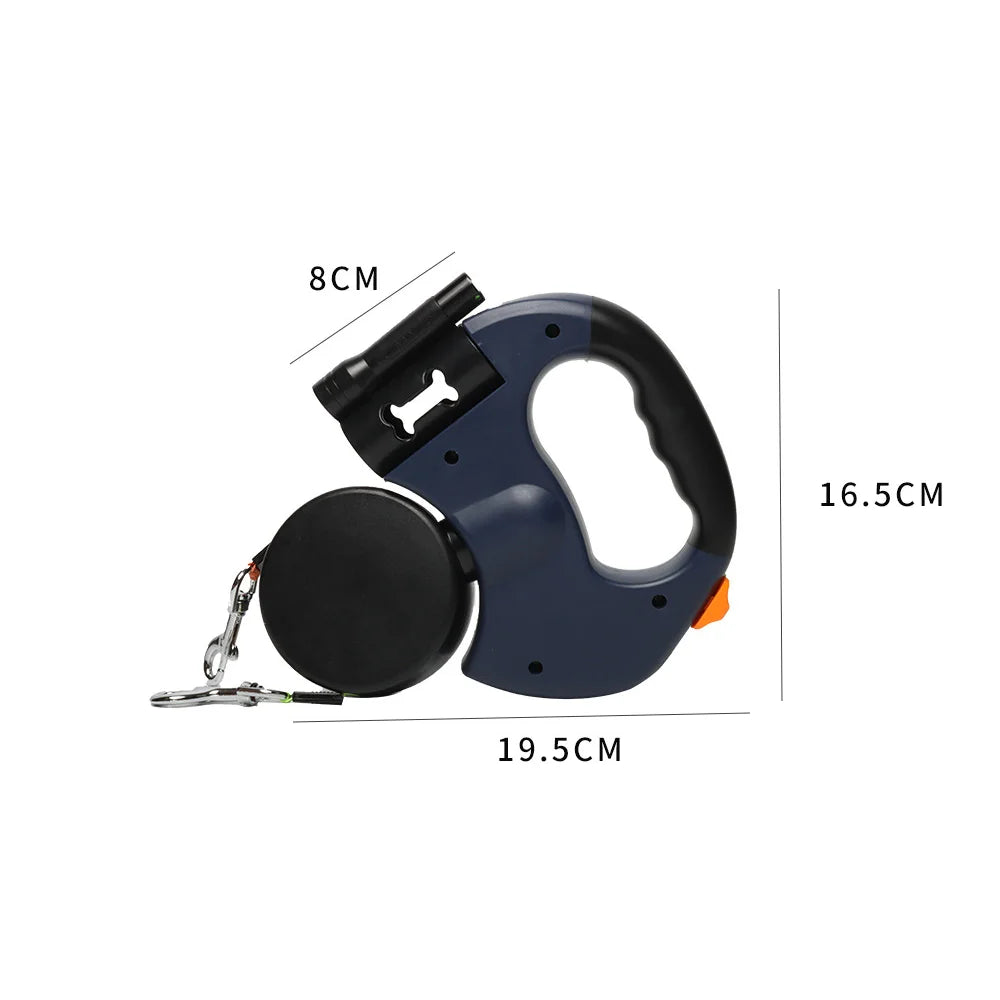 Retractable Dual Doggie Leash with LED Light, No Tangle 360 Swivel