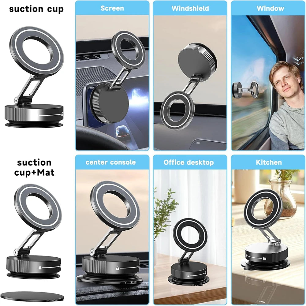 Magnetic Aluminum Alloy Car Phone Holder with 360° Rotation