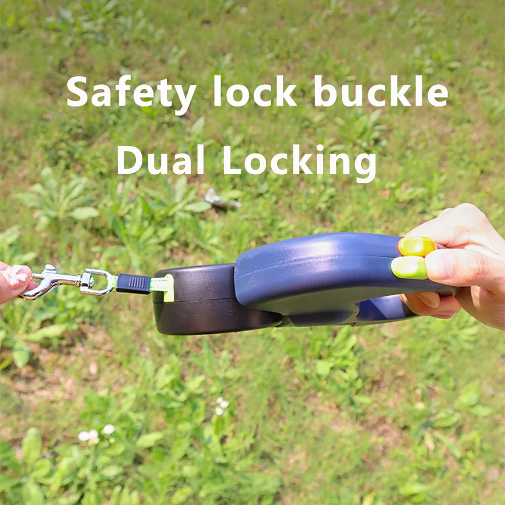Retractable Dual Doggie Leash with LED Light, No Tangle 360 Swivel