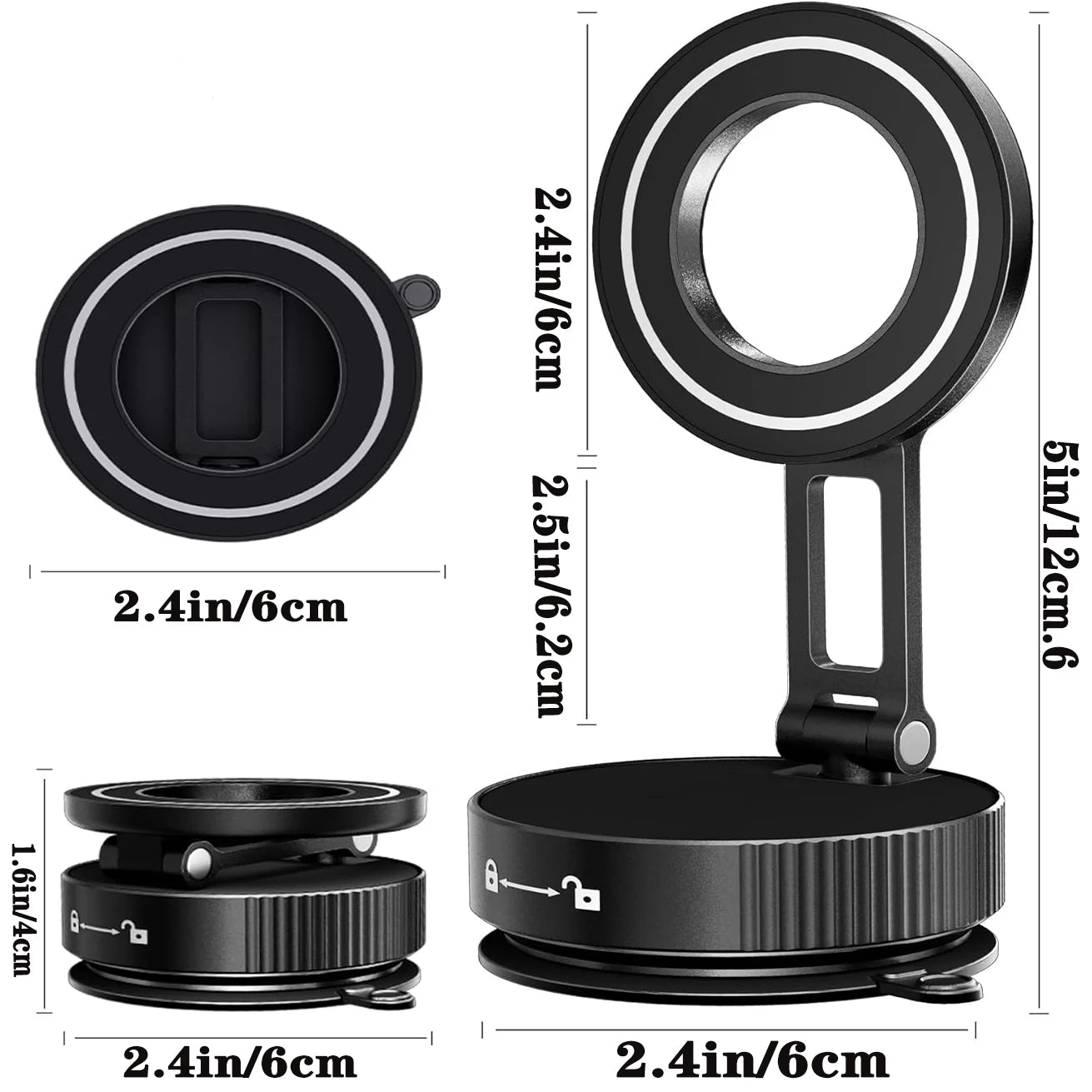 Magnetic Aluminum Alloy Car Phone Holder with 360° Rotation