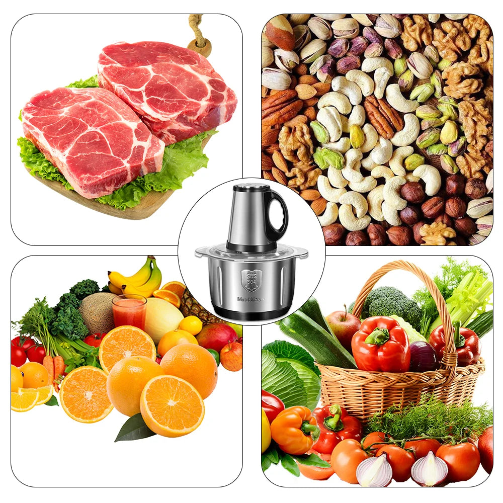 Electric Stainless Steel Meat Grinder and Vegetable Chopper 5L