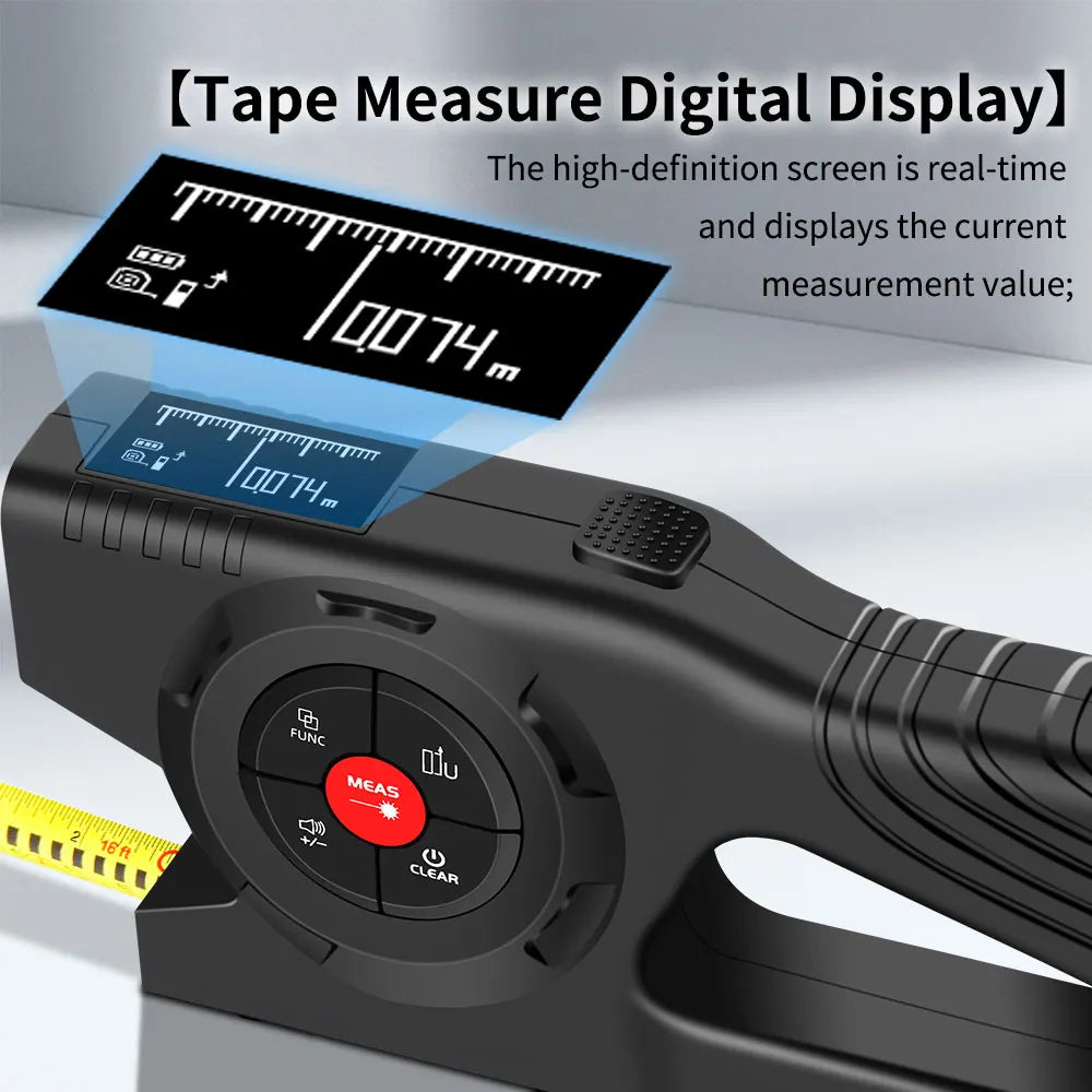 3 in 1 Laser Rangefinder 120M Tape Measure Ruler