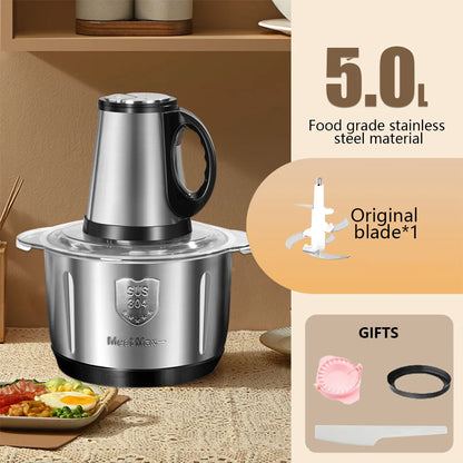 Electric Stainless Steel Meat Grinder and Vegetable Chopper 5L