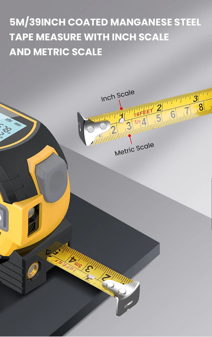 Digital High Precision Laser Tape Measure 3 In 1  Range finder Steel Tape Measure