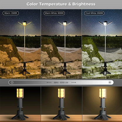 Rechargeable Outdoor Hiking/Fishing Tent Lamp 6000 LM,14000mAh