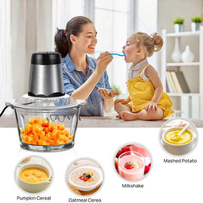 TheUniQuick Electric Food Chopper Vegetable/Meat Mincer -2 Liter