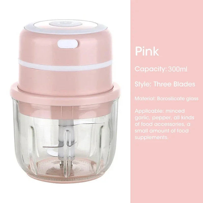 Mini Electric Garlic Chopper USB Charging 100,250,300ML