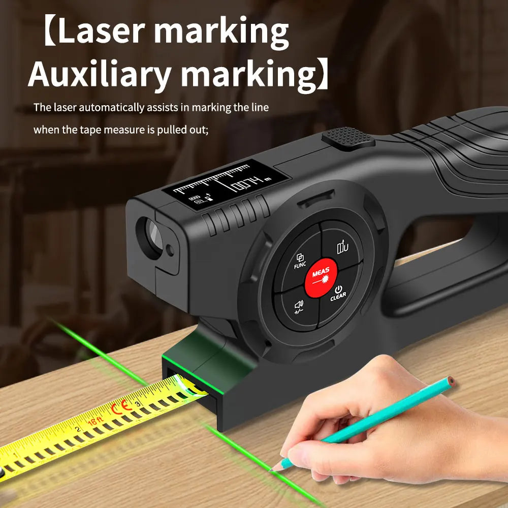 3 in 1 Laser Rangefinder 120M Tape Measure Ruler