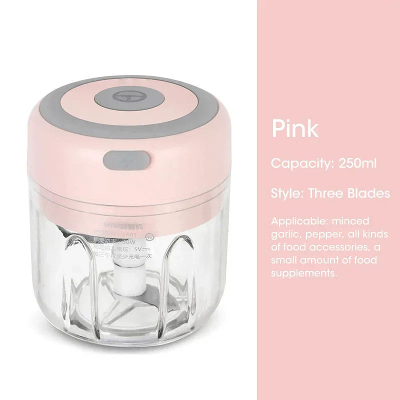 Mini Electric Garlic Chopper USB Charging 100,250,300ML