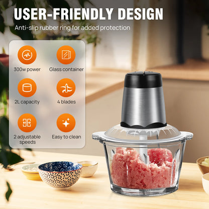 TheUniQuick Electric Food Chopper Vegetable/Meat Mincer -2 Liter