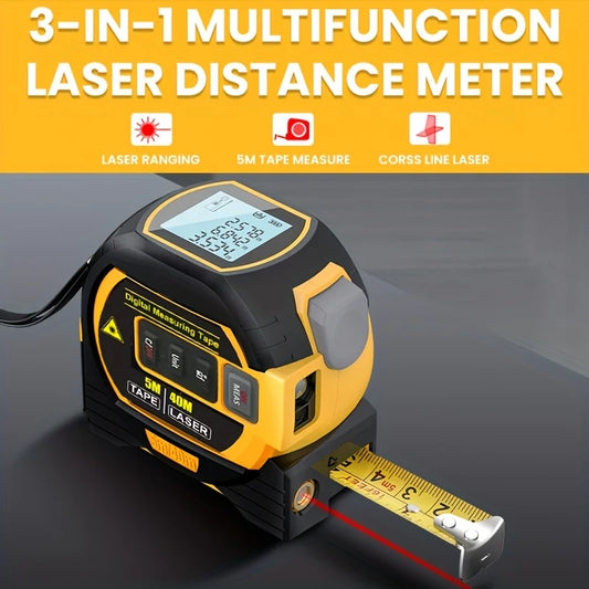 Digital High Precision Laser Tape Measure 3 In 1  Range finder Steel Tape Measure