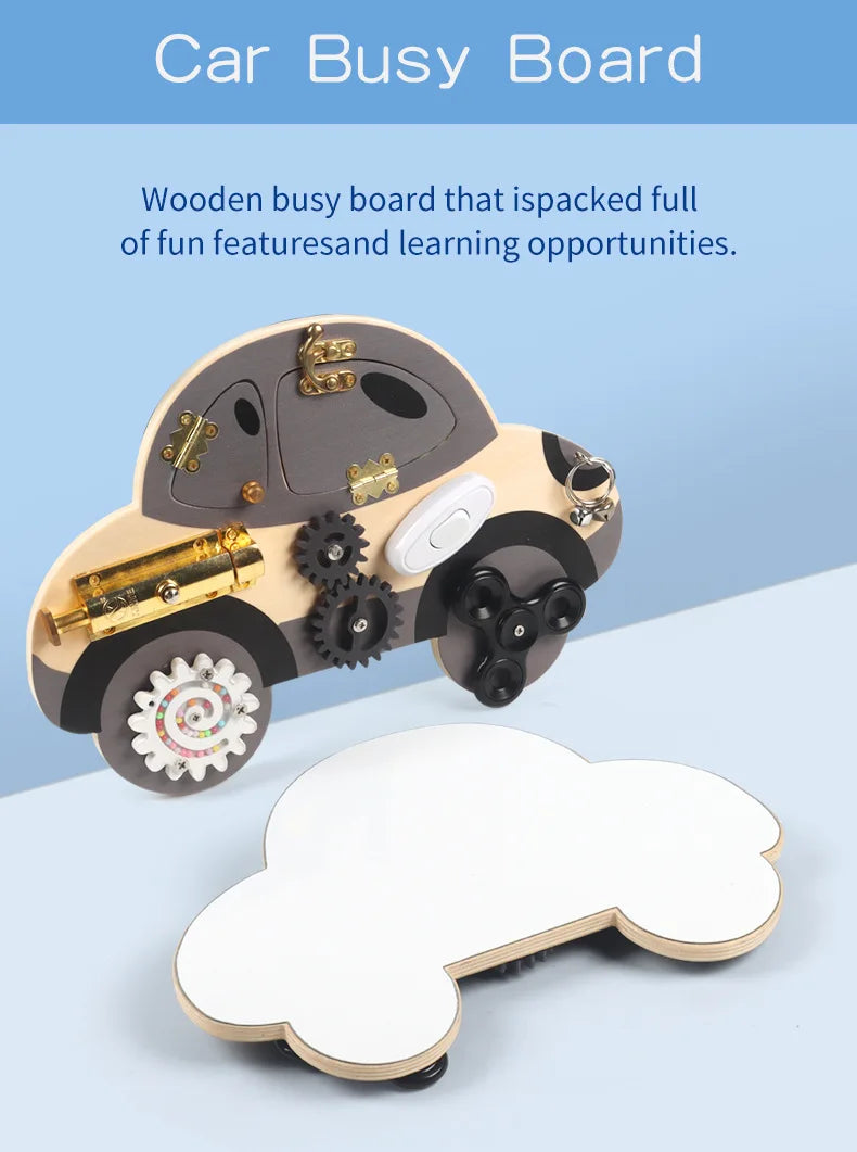 Sensory Steering Wheel Wooden Busy Board(3-36 Months)